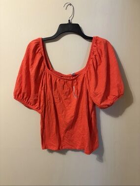 NWT Old Navy Coral Puff Sleeve Square Neck Blouse Women’s XL